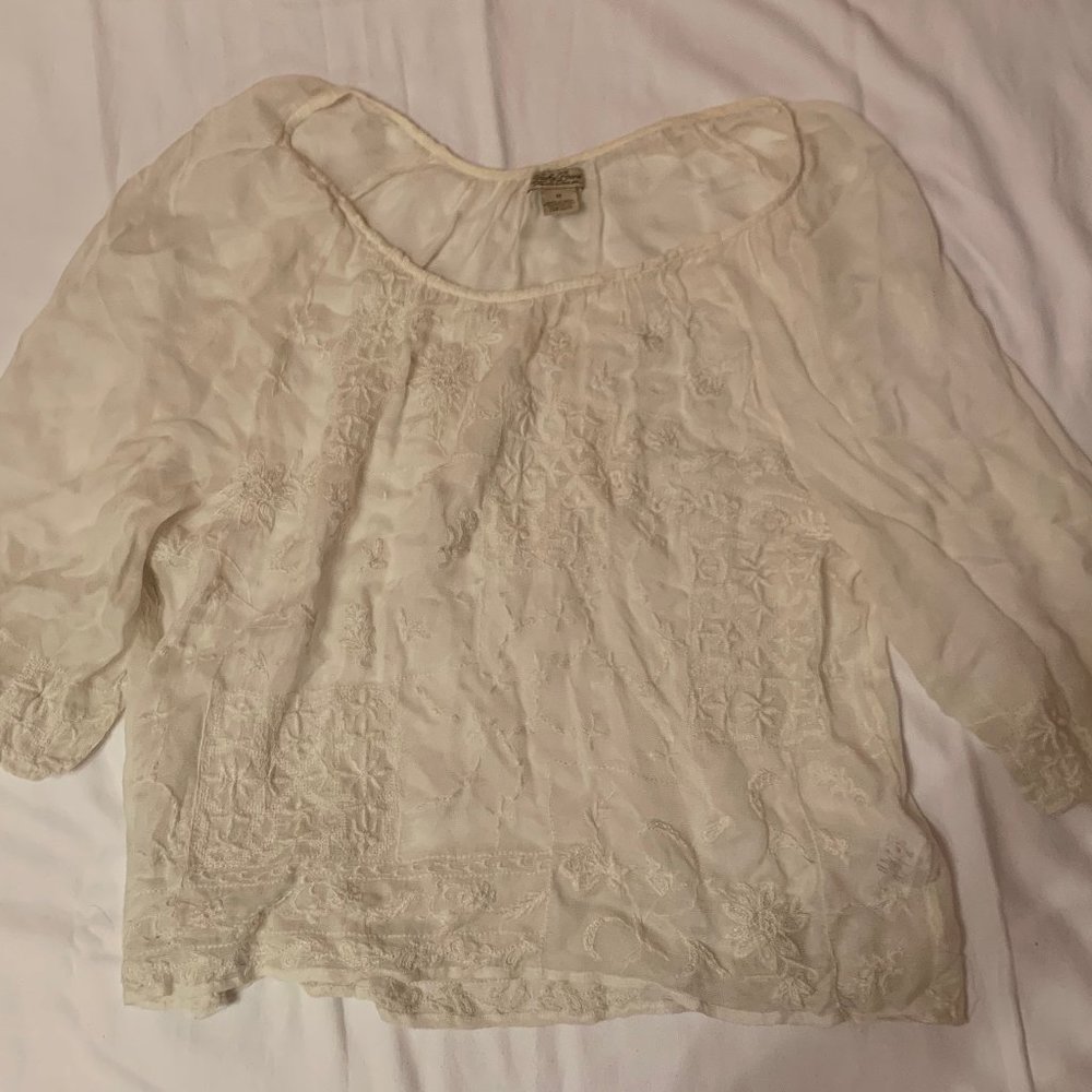 White Floral Chiffon Blouse